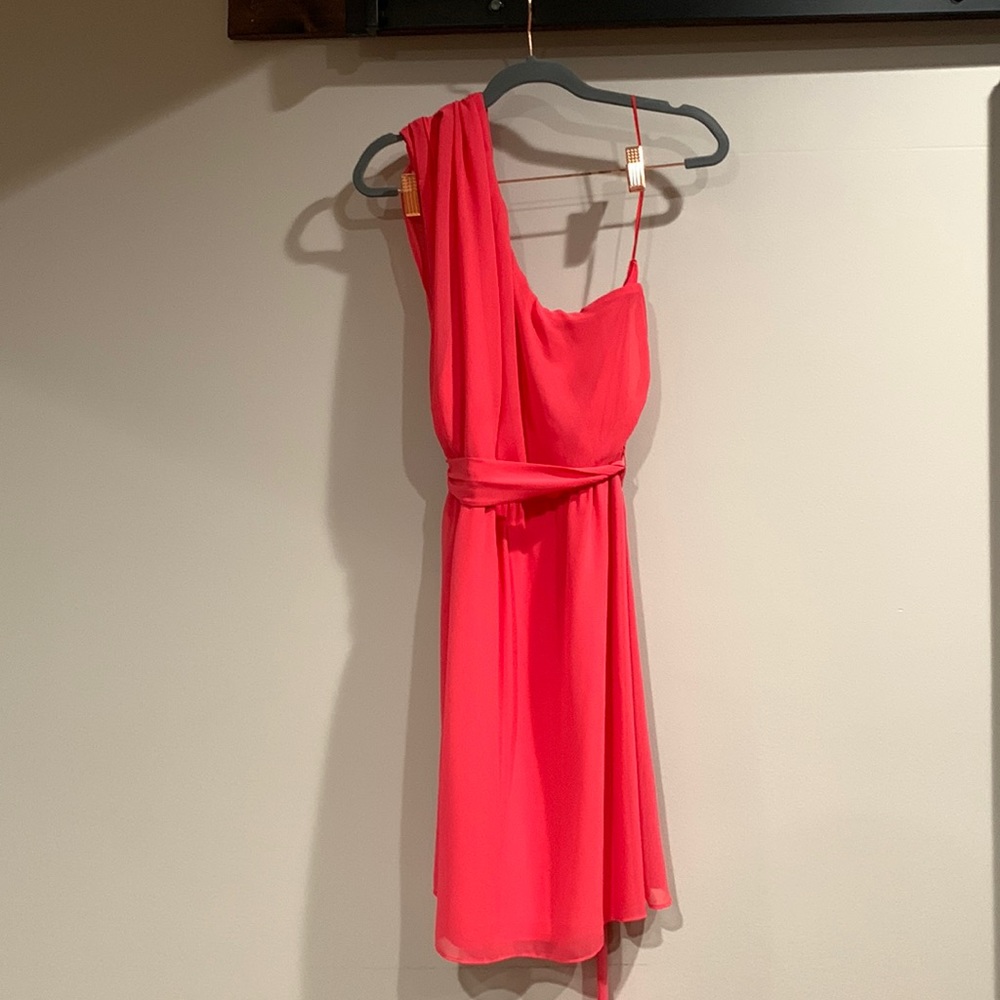 One shoulder flowy mini dress